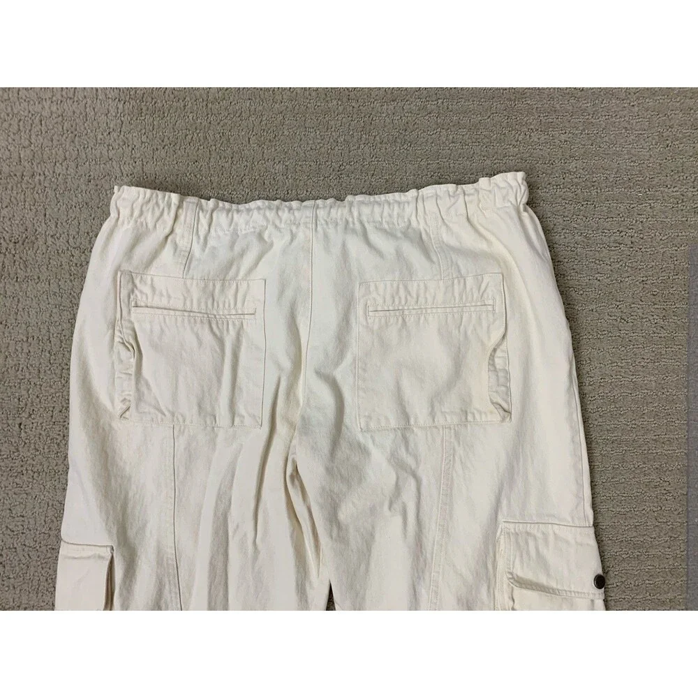 Oli & Hali Cream Streetwear Cargo Pants Drawstring Waist Utility JP0153 Large - Picture 7 of 13